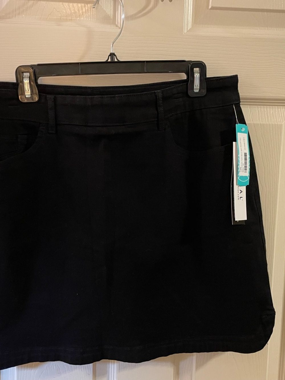 Tribal Black Denim Mini Skirt